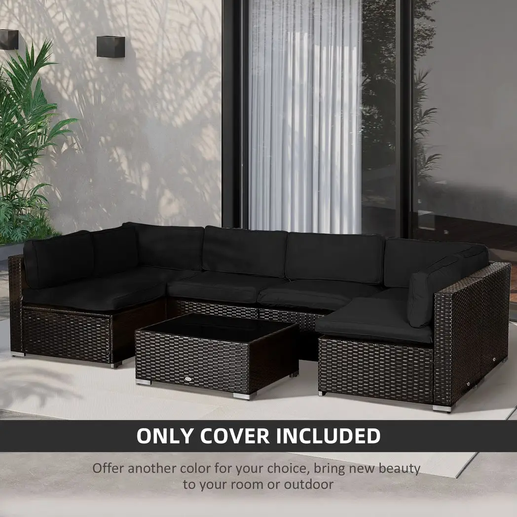 Outsunny Outsunny Garden Rattan Sofa Set Polyester Cover Replacement No Cushion Black - Cover