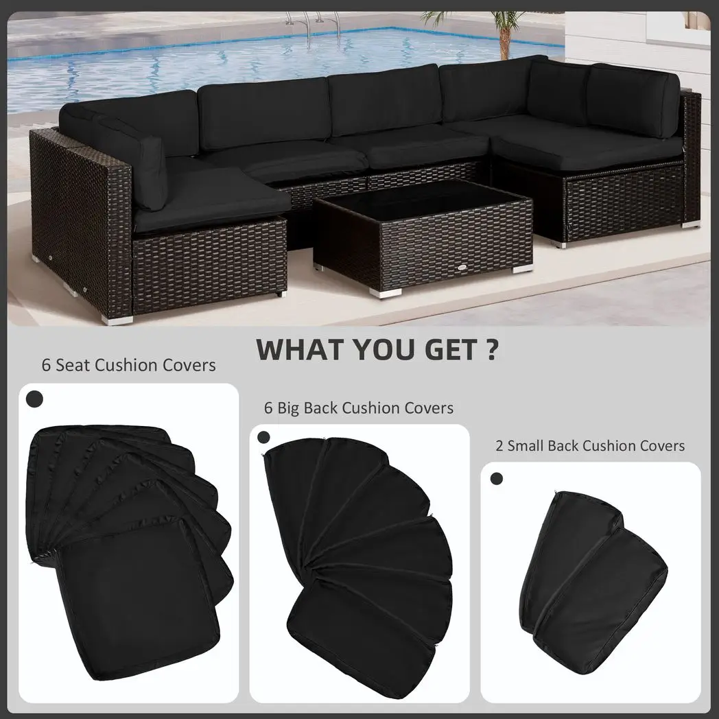 Outsunny Outsunny Garden Rattan Sofa Set Polyester Cover Replacement No Cushion Black - Cover