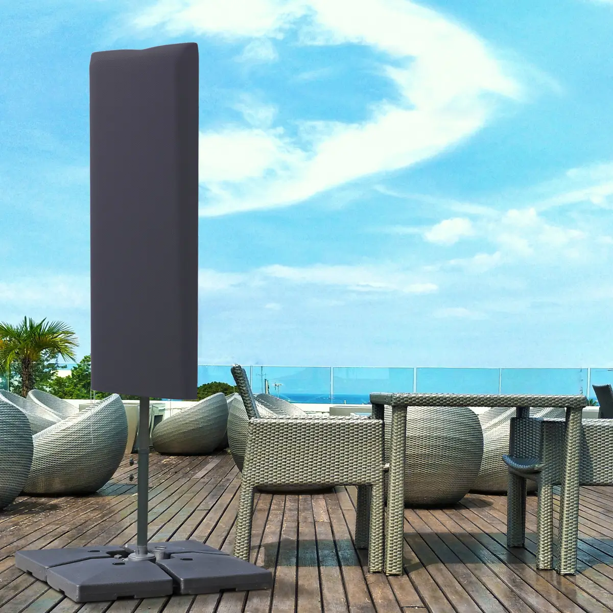 Outsunny Outsunny Cantilever Umbrella Cover Outdoor Parasol UV Protector w/ Rod, Zipper - Parasol