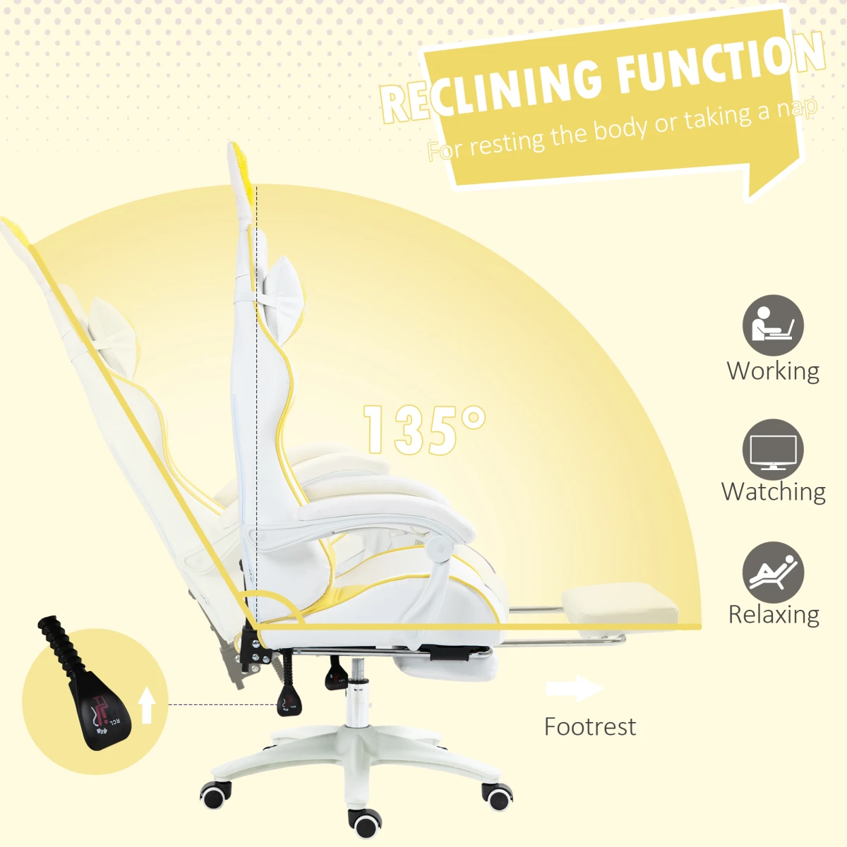 Vinsetto Vinsetto Chair 44-52cm Footrest Bunny Ears Gamers - Office Chair