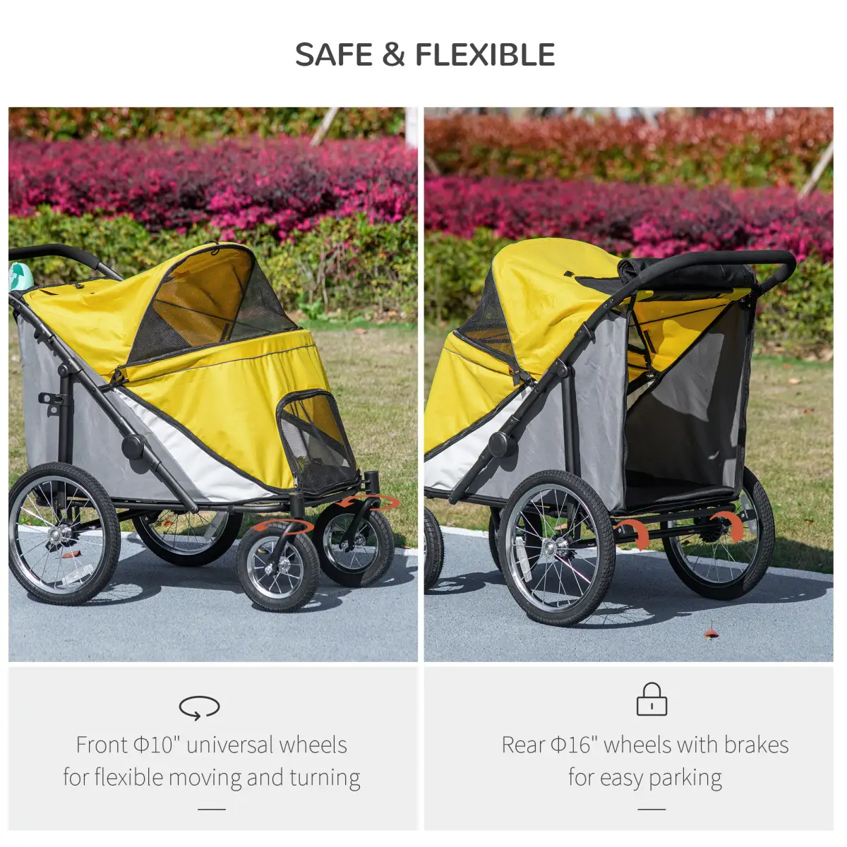 PawHut PawHut Pet Stroller Foldable Design with Cushion for M and L Dogs, Dark Green - Pet Carrier