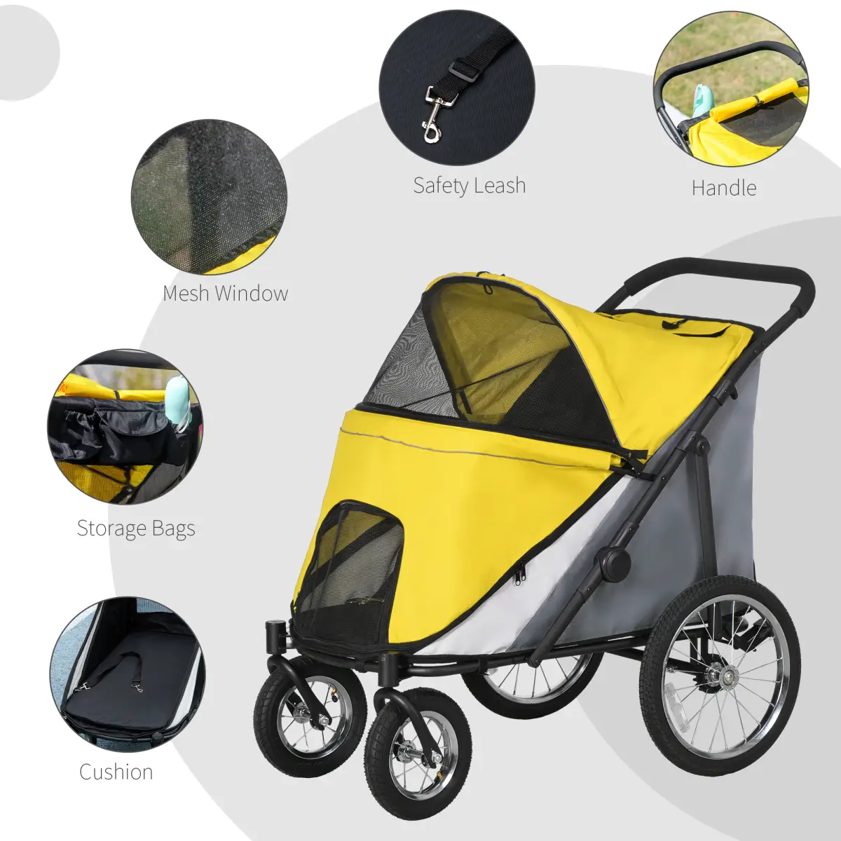PawHut PawHut Pet Stroller Foldable Design with Cushion for M and L Dogs, Dark Green - Pet Carrier