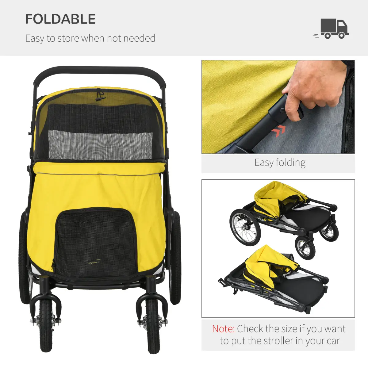 PawHut PawHut Pet Stroller Foldable Design with Cushion for M and L Dogs, Dark Green - Pet Carrier