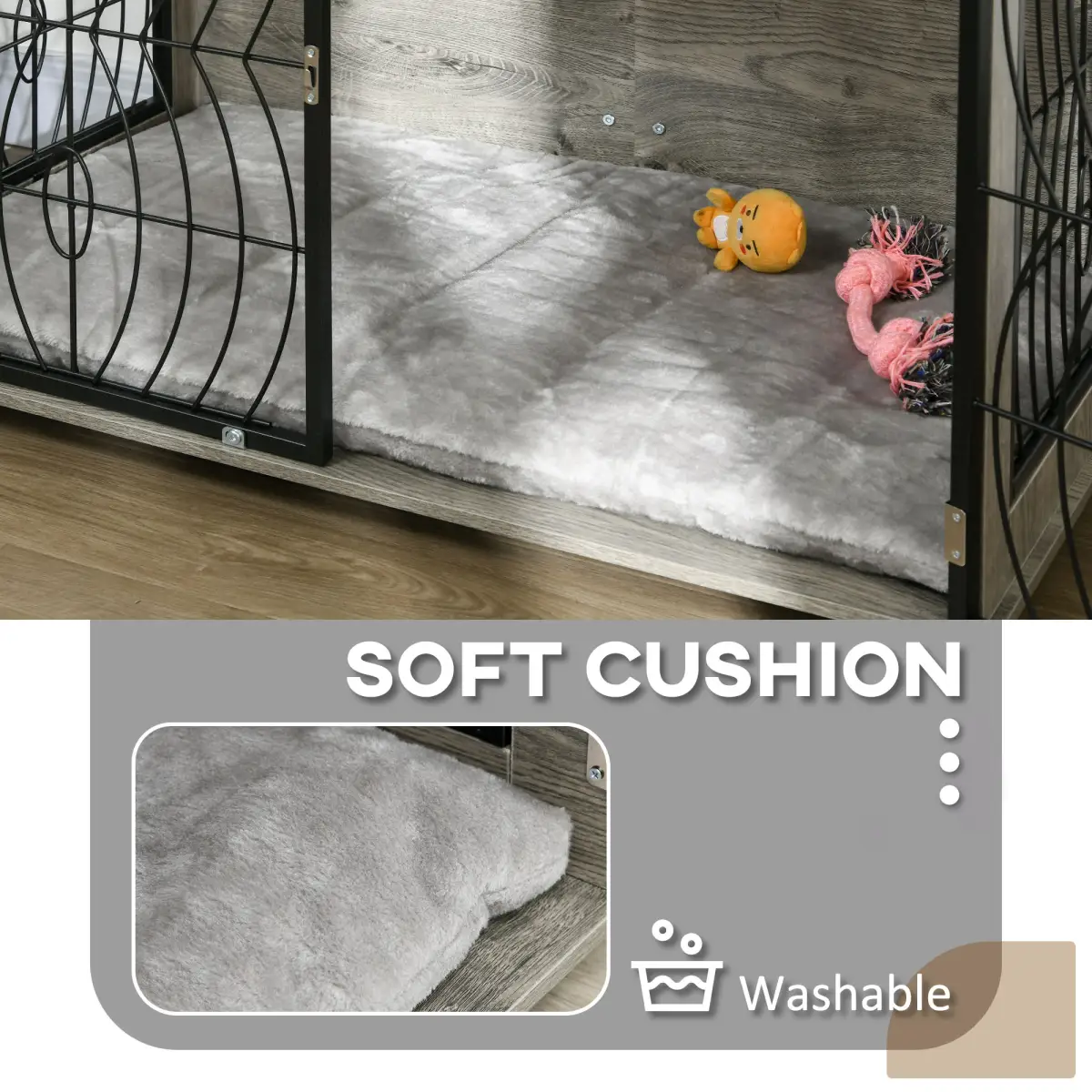 PawHut PawHut 29.5" Dog Crate Furniture End Table w/ Cushion for Medium Dogs - Dog Crate