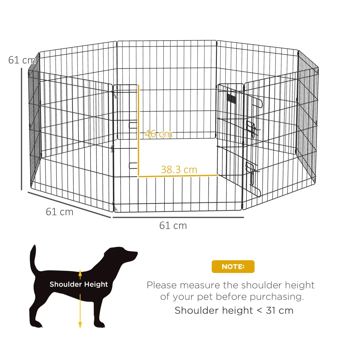 PawHut PawHut 8 Panel DIY Dog Pen with Door for Indoor/Outdoor Use, 76cm High - Pet Playpen