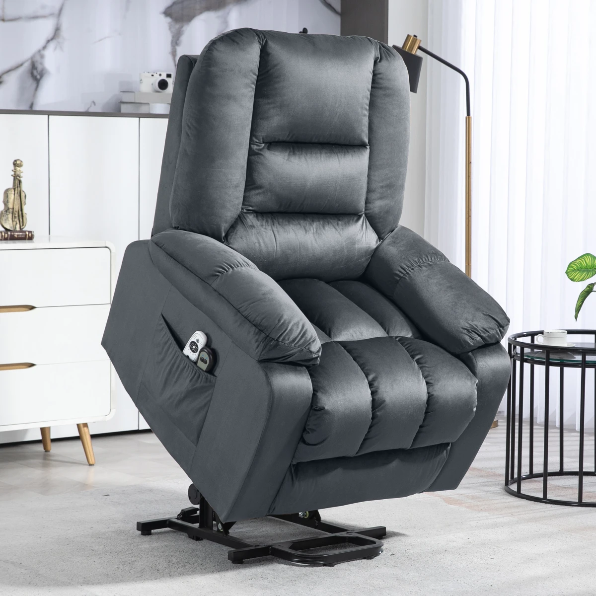 HOMCOM HOMCOM Lift Chair Full Size Vibration Massage With Heat Eight Massage Points For Seniors - Recliner