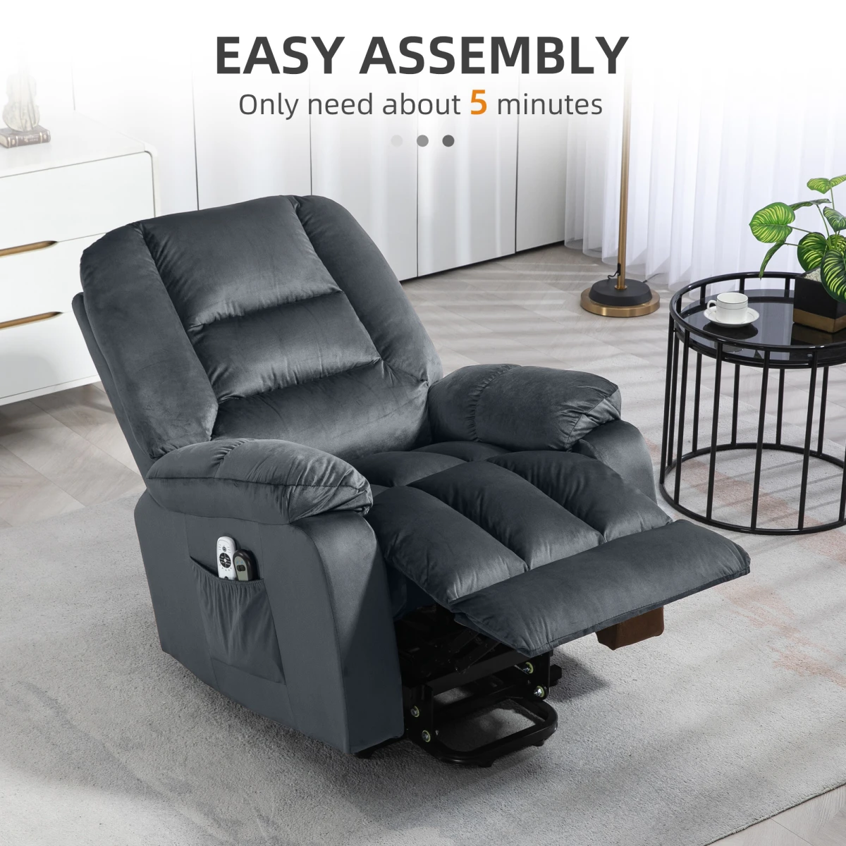 HOMCOM HOMCOM Lift Chair Full Size Vibration Massage With Heat Eight Massage Points For Seniors - Recliner