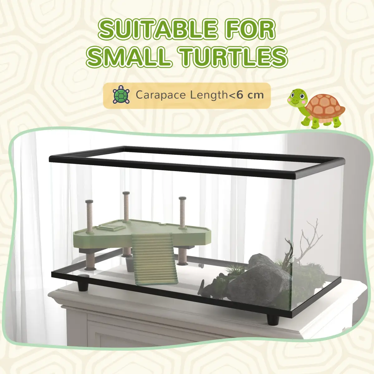 PawHut PawHut Turtle Tank 28L Glass Turtle Aquarium w/ Easy-Drain 45 x 25 x 29cm - Aquariums