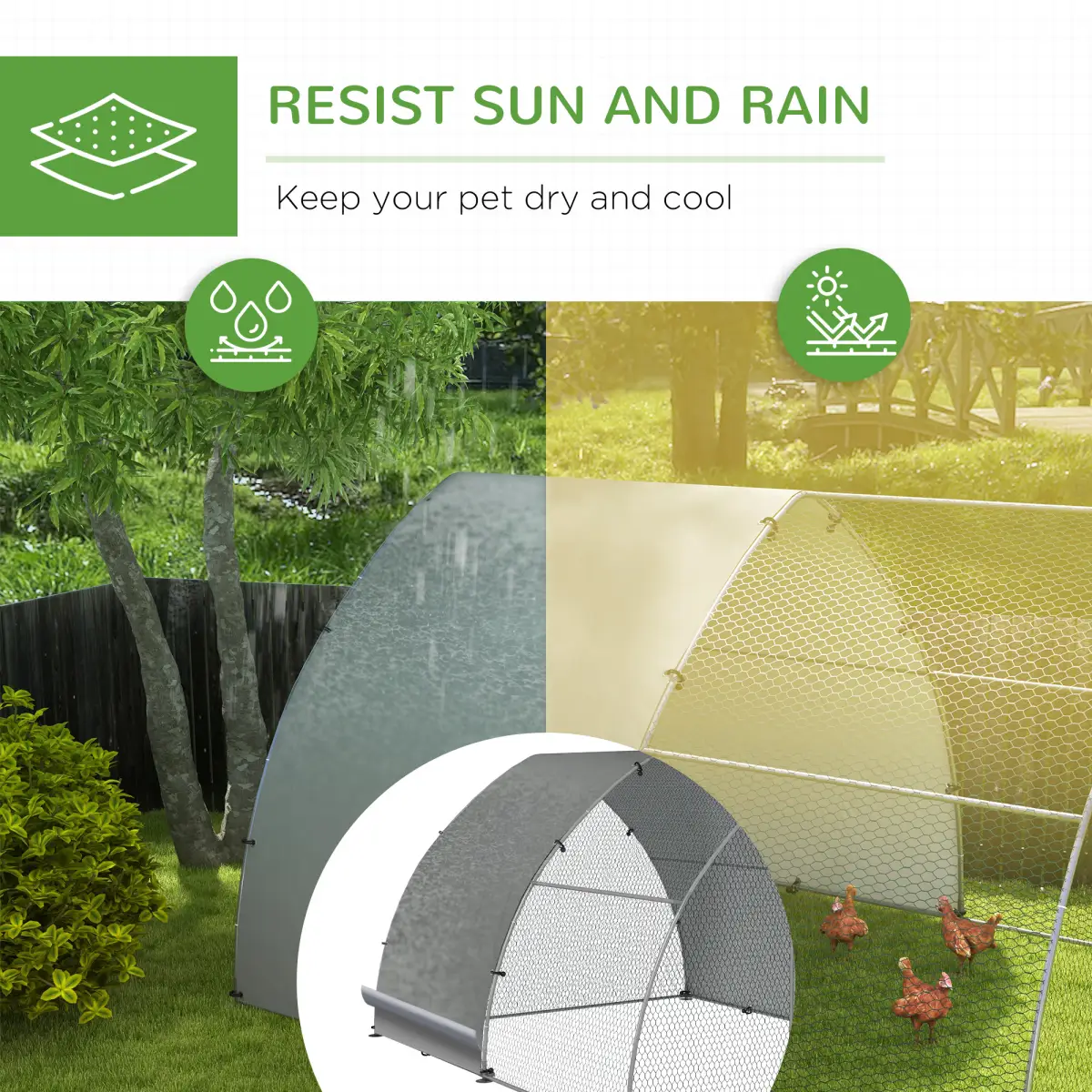PawHut PawHut Walk-In Chicken Run w/ Cover, for 8-12 Chickens, 3 x 3.8 x 2.2m - Chicken Coop