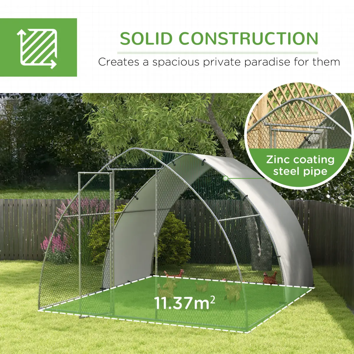 PawHut PawHut Walk-In Chicken Run w/ Cover, for 8-12 Chickens, 3 x 3.8 x 2.2m - Chicken Coop
