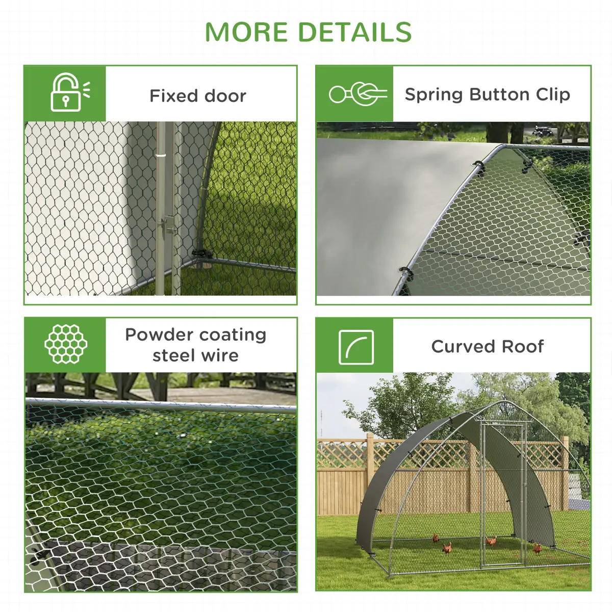 PawHut PawHut Walk-In Chicken Run w/ Cover, for 8-12 Chickens, 3 x 3.8 x 2.2m - Chicken Coop