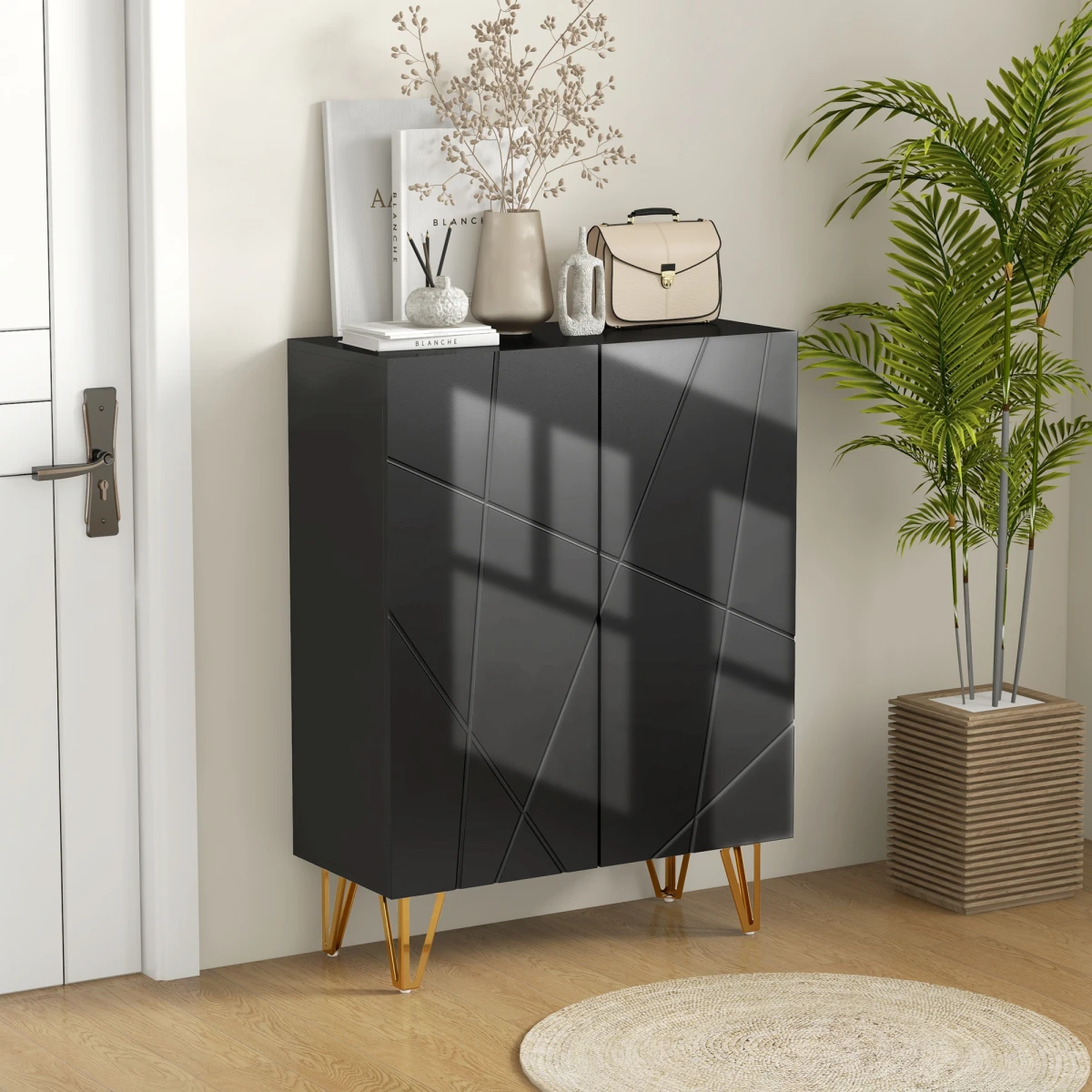 HOMCOM HOMCOM Shoe Storage Cabinet with Soft Close Hinges and Adjustable Shelves for Home Entryway - Shoe Storage