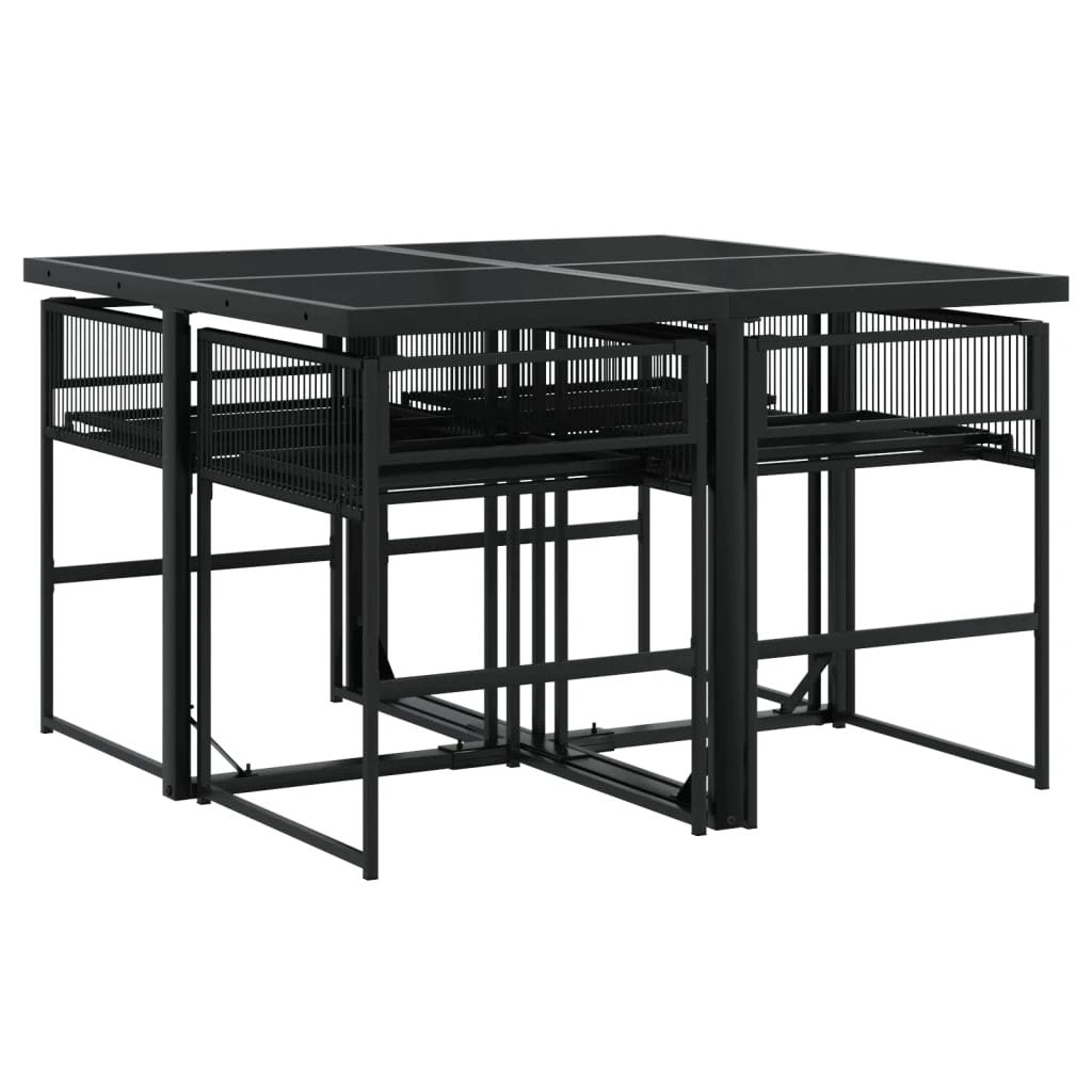 vidaXL vidaXL 5 Piece Garden Dining Set Black Poly Rattan - Uncategorized Garden Set