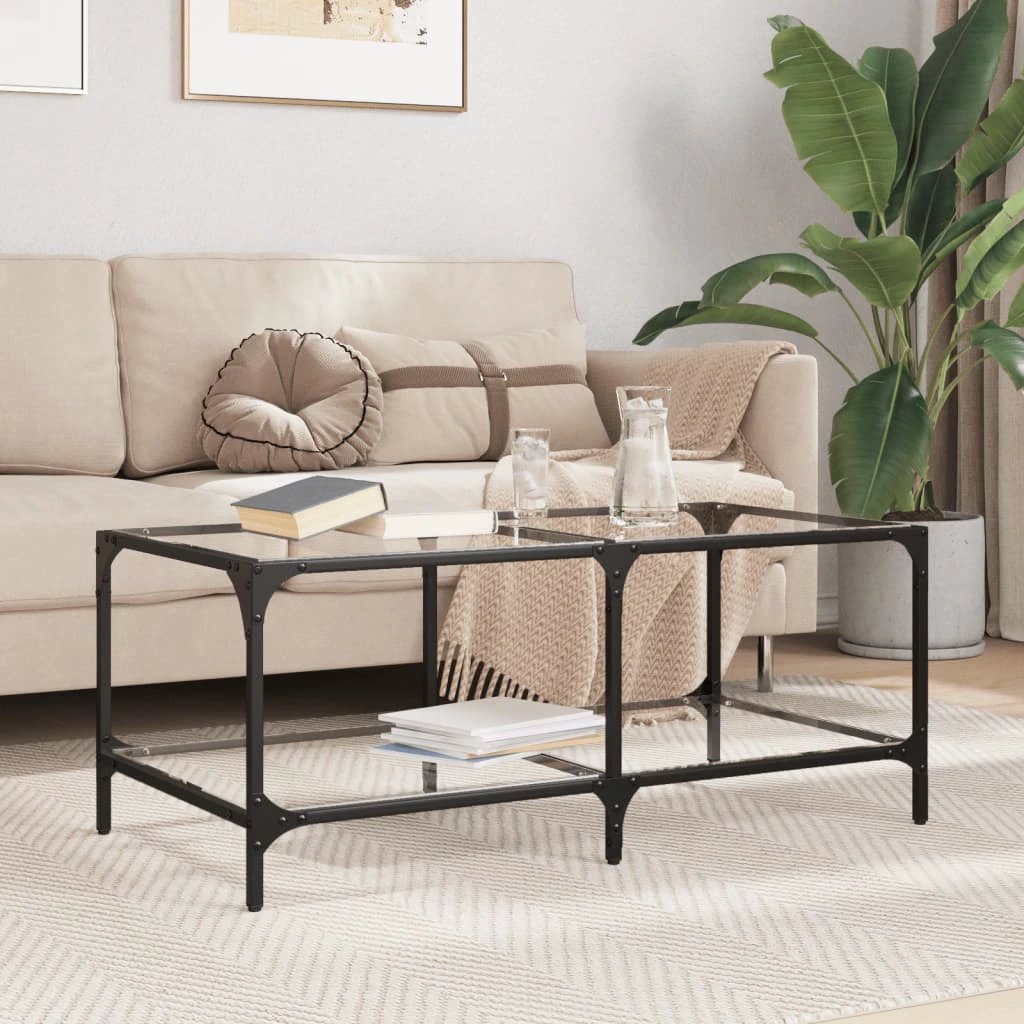 VidaXL Coffee Table 78.5x40x40cm Transparent Glass Top Home by vidaXL
