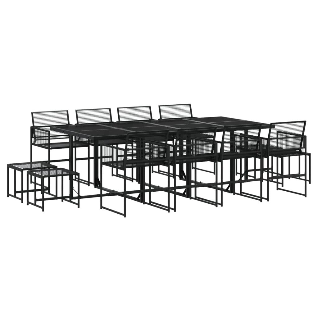 vidaXL 9 Piece Garden Dining Set Black Poly Rattan by vidaXL