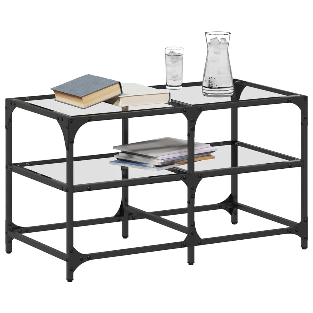 VidaXL Coffee Table 78.5x40x45 Glass Top Steel Living Room by vidaXL