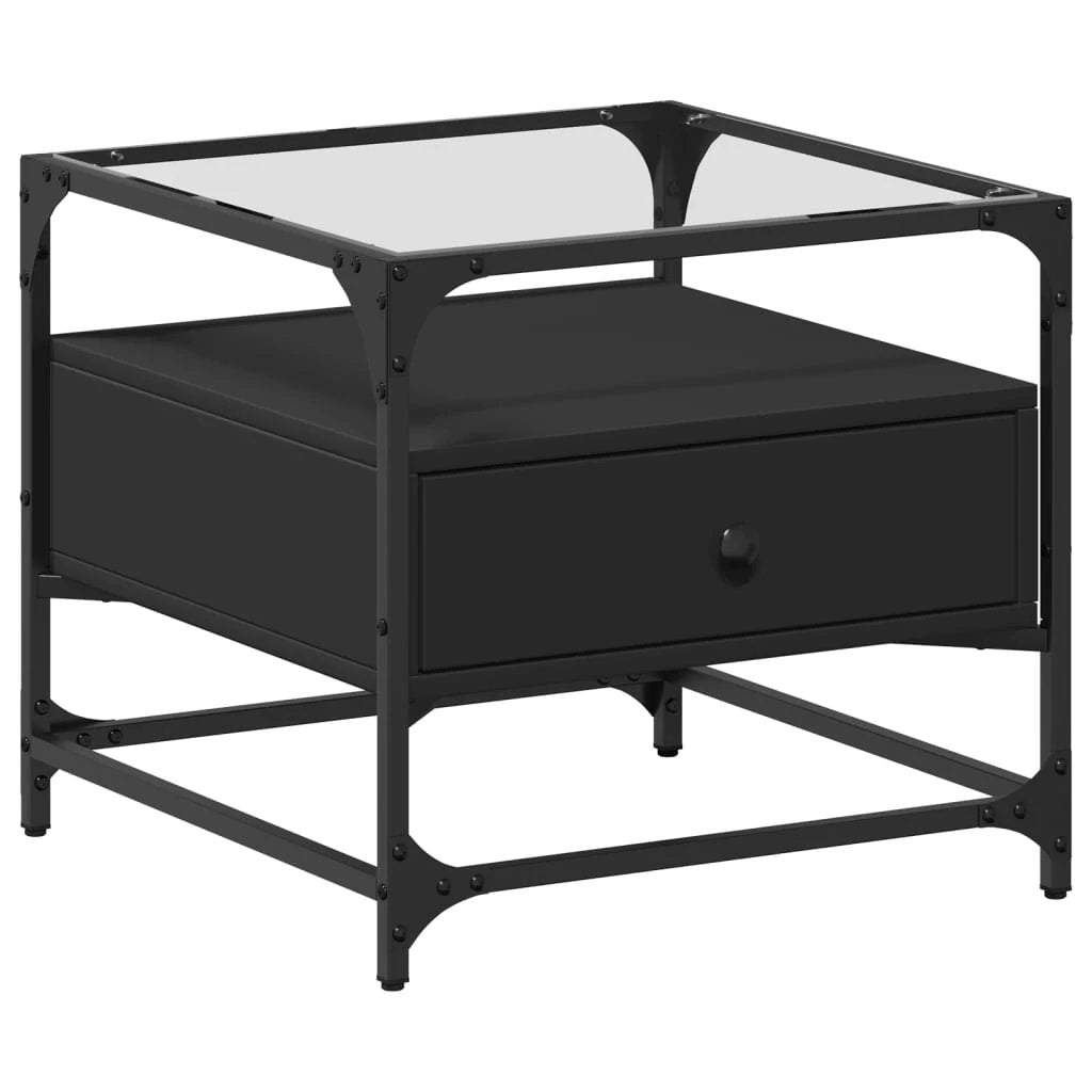 VidaXL Coffee Table 50x50x45 cm Glass Top Steel Living Room by vidaXL