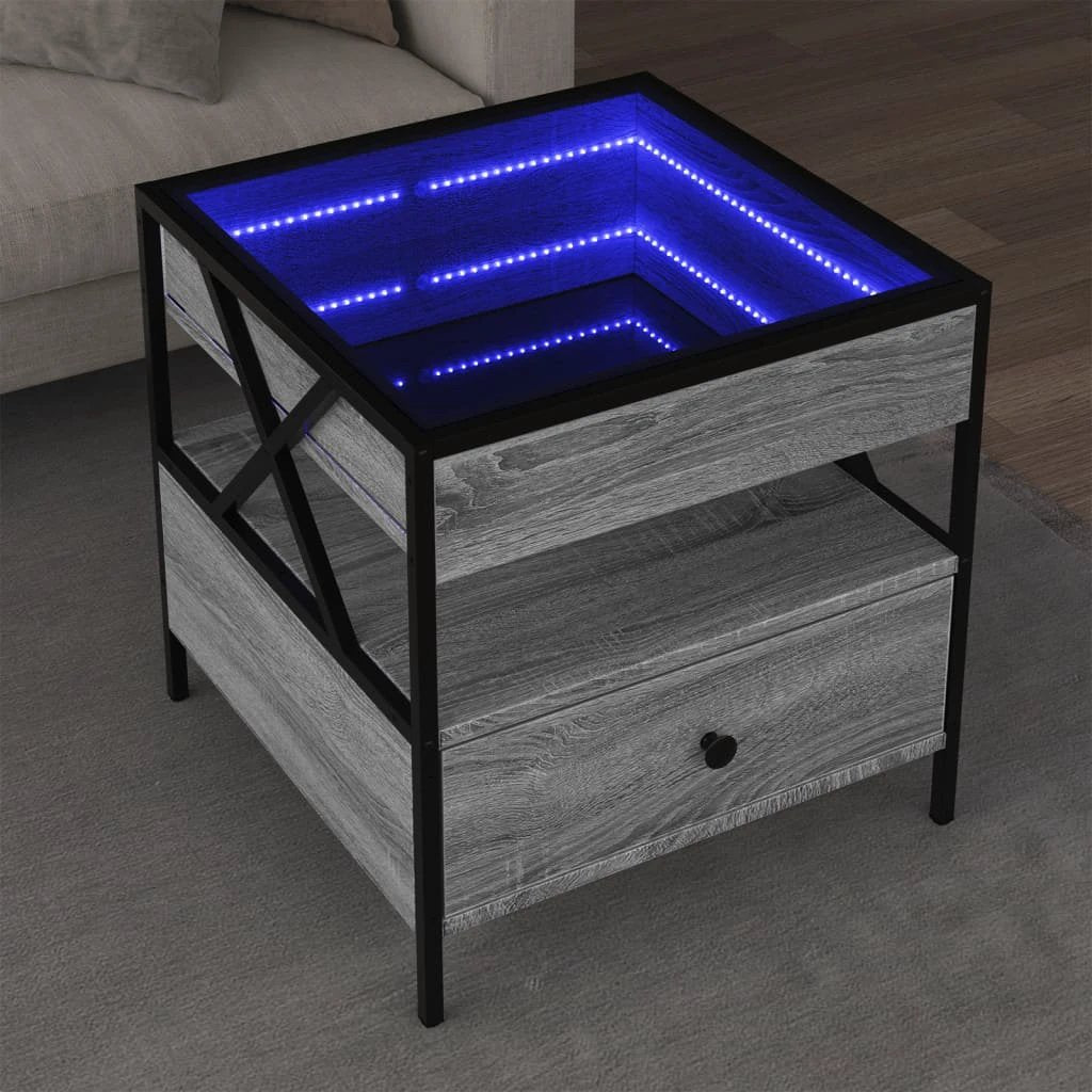 vidaXL VidaXL Coffee Table 50x50x51 cm Infinity LED Mirror RGB Lighting for Modern Living Room - Coffee Table