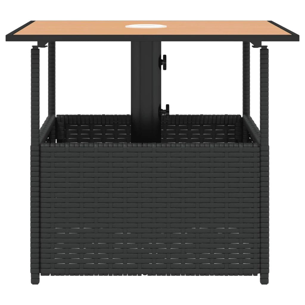 vidaXL vidaXL Garden Table with Parasol Hole Black 55x55x46.5 cm Poly Rattan - Garden Table