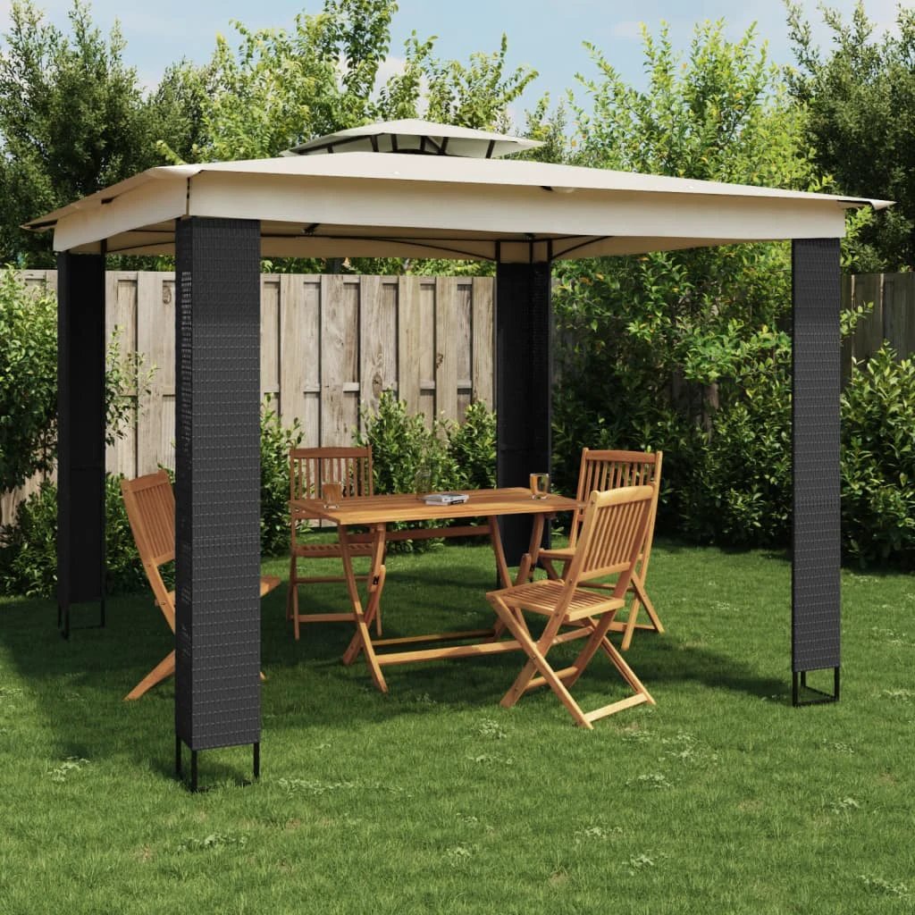 vidaXL Gazebo with Double Roof Cream 2.94x2.94 m Steel by vidaXL
