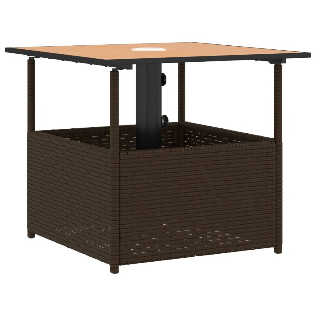vidaXL vidaXL Garden Table with Parasol Hole Black 55x55x46.5 cm Poly Rattan - Garden Table