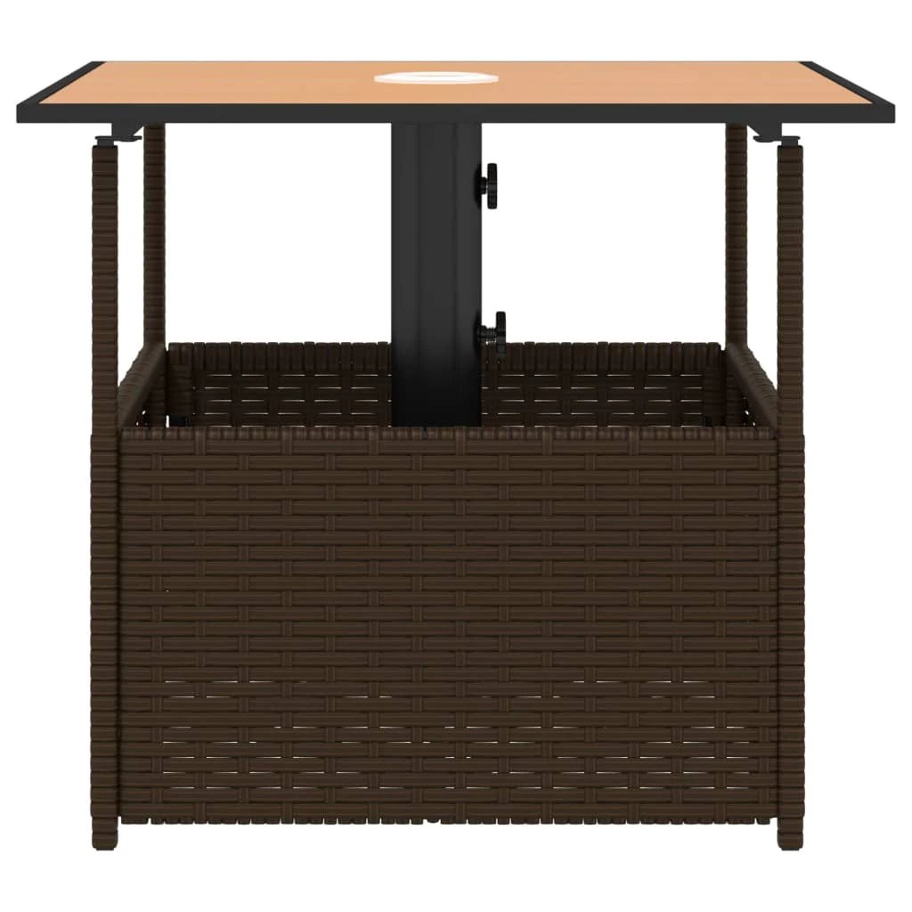 vidaXL vidaXL Garden Table with Parasol Hole Black 55x55x46.5 cm Poly Rattan - Garden Table