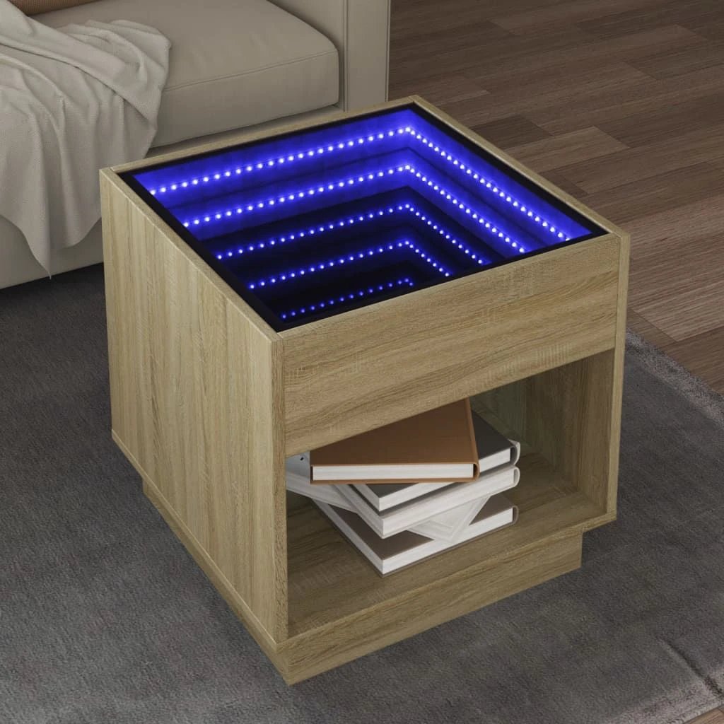 vidaXL Coffee Table 40x40x50 cm Infinity LED RGB Mirror Living Room Modern Decor by vidaXL