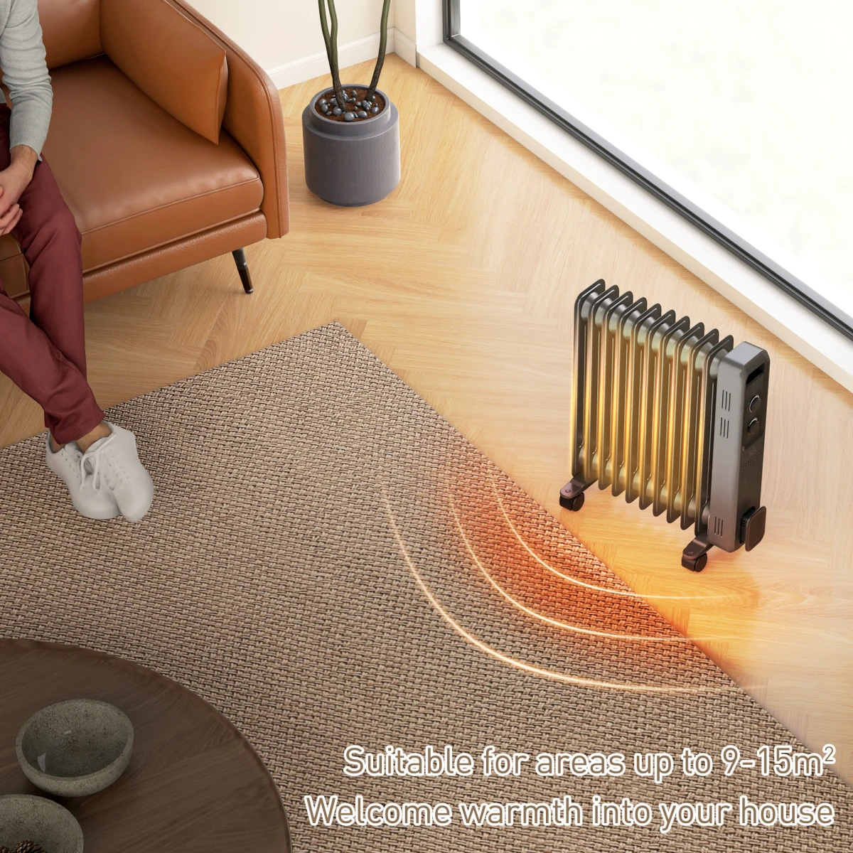 HOMCOM Oil Filled Radiator 9 Fin 3 Heat For Home by HOMCOM