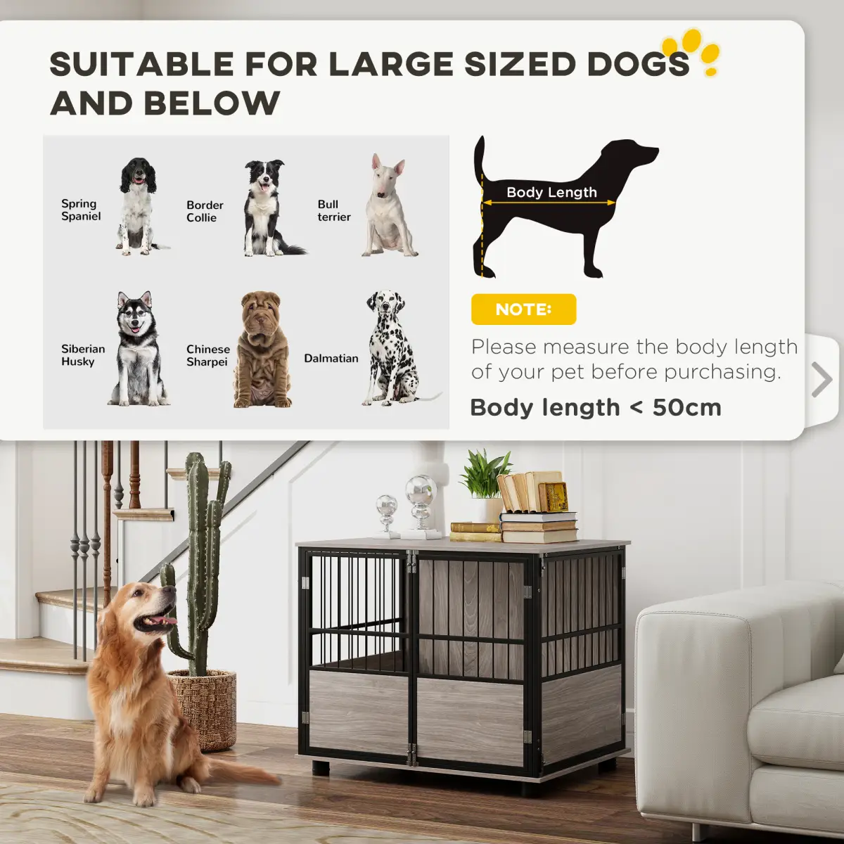 PawHut PawHut 80cm Dog Crate Furniture Dog Cage End Table Indoor w/ Doors, Cushion - Dog Crate