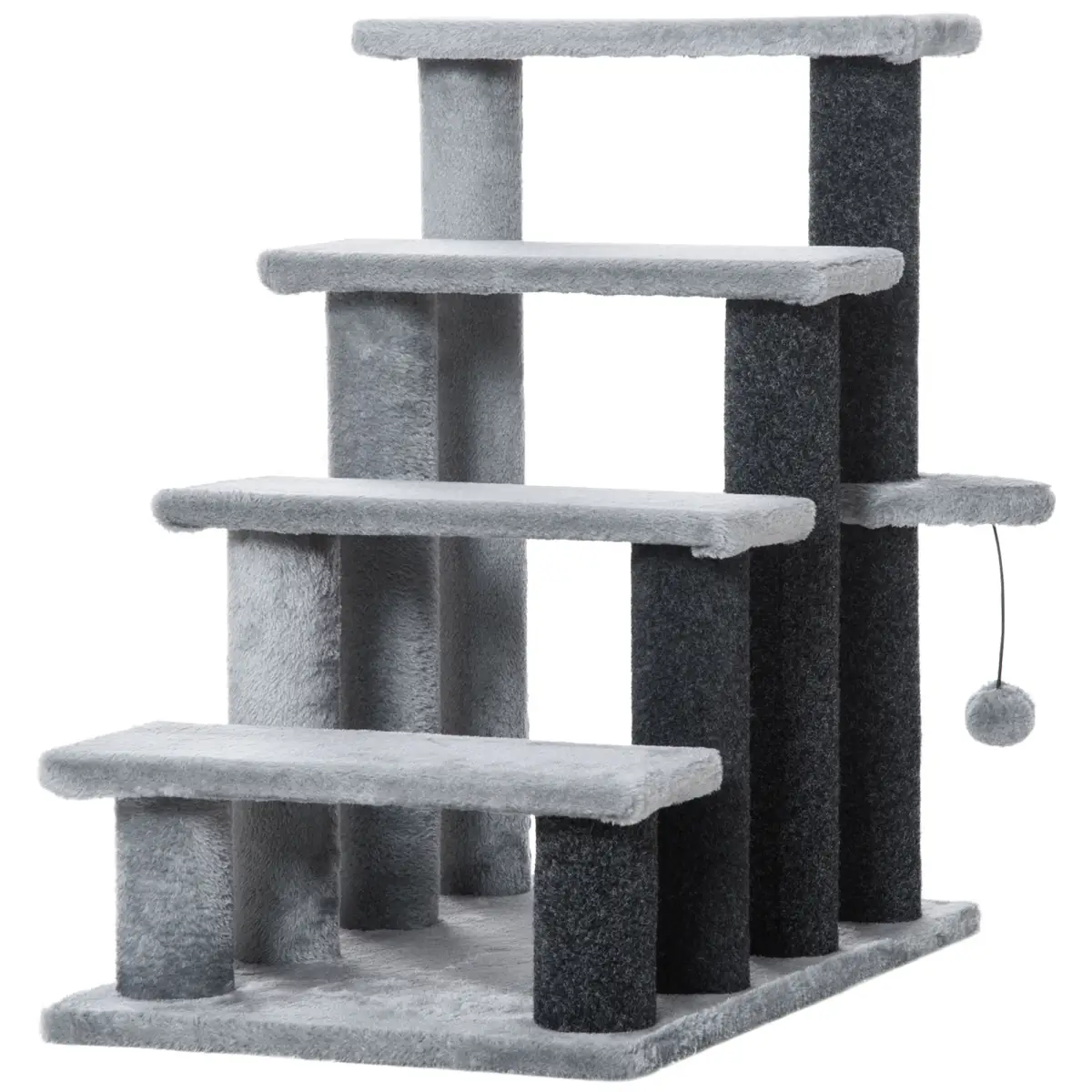 PawHut PawHut Pet Stairs with 3-step Stair, Scratching Posts, Platforms, Toy Ball - Dog Steps