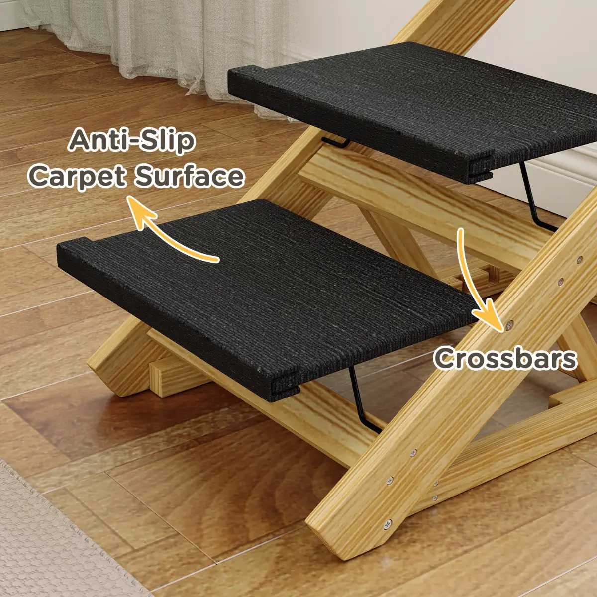 PawHut PawHut Dog Steps Dog Ramp, 3-Step Adjustable Height Pet Stairs for Medium Dogs - Dog Steps