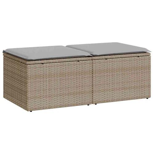 vidaXL vidaXL 2 Piece Garden Sofa Set with Cushions Beige Poly Rattan Acacia - Garden Sofa Sets