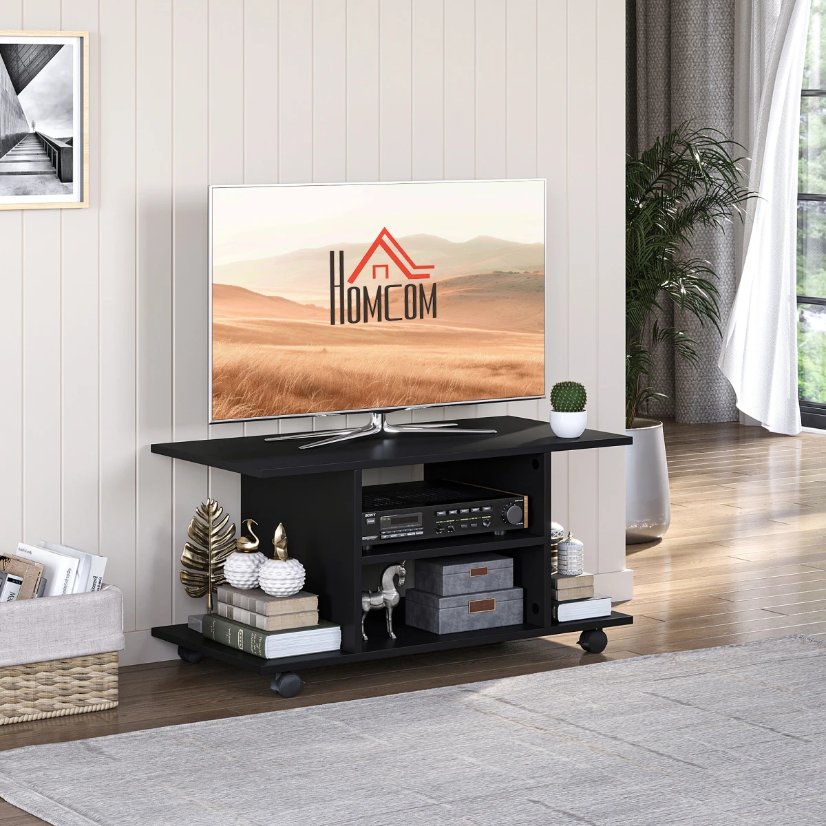 HOMCOM TV Cabinet Stand 3 Tier Shelves For Living Room by HOMCOM