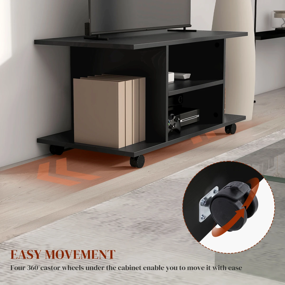 HOMCOM TV Cabinet Stand 3 Tier Shelves For Living Room by HOMCOM