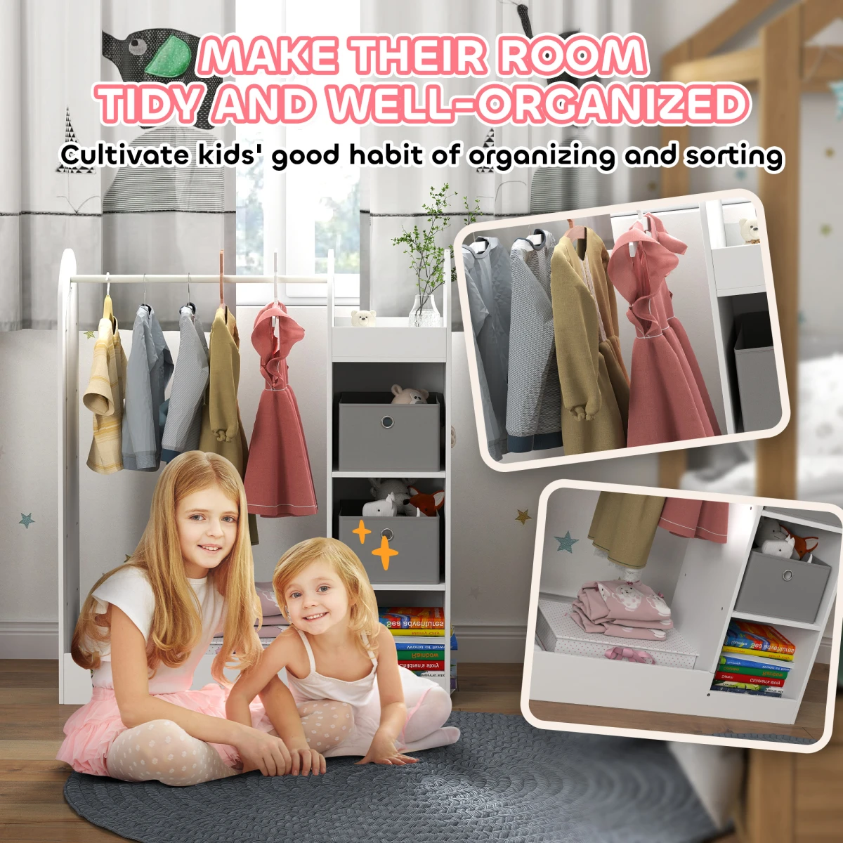 AIYAPLAY Kids Cloth Rail Compact Mirror for Bedroom by AIYAPLAY