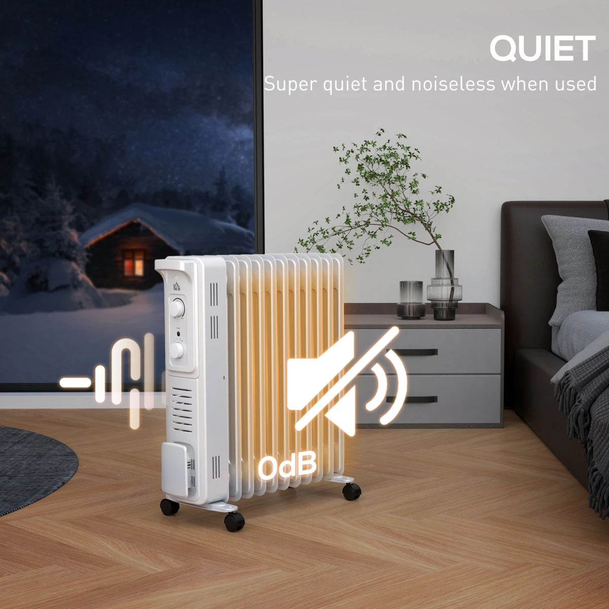 HOMCOM Oil Filled Heater 7 Fin Radiator 1500W Quiet Energy Efficient Home Use Living Room by HOMCOM