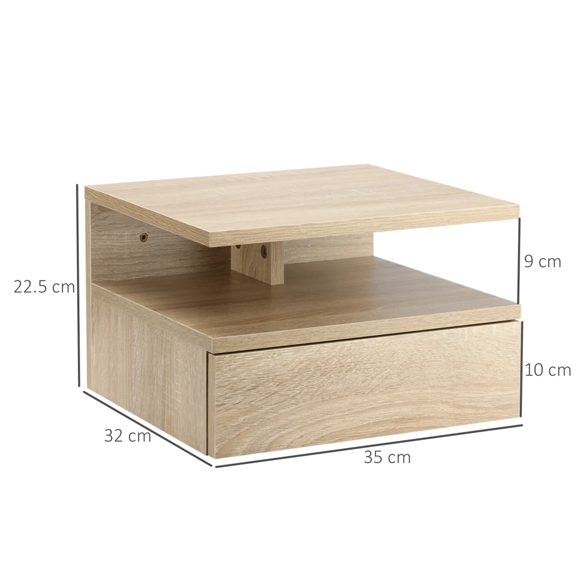 HOMCOM Nightstand Set 35W Floating Drawer Bedroom by HOMCOM