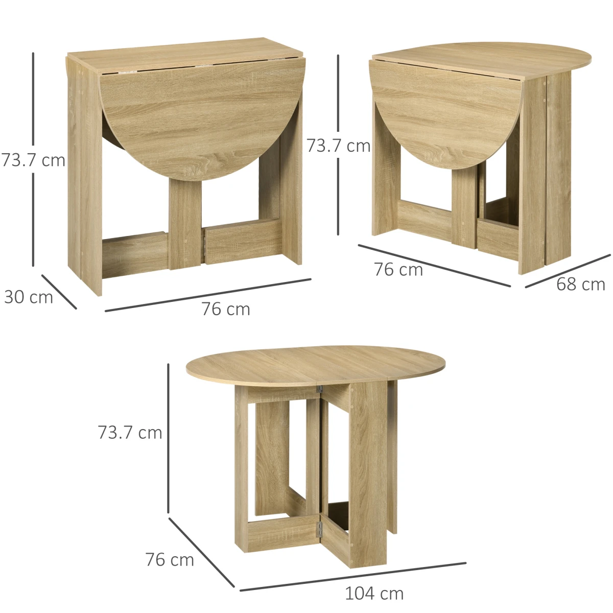 HOMCOM HOMCOM Oak Folding Dining Table Drop Leaves for Kitchens - Dining Table