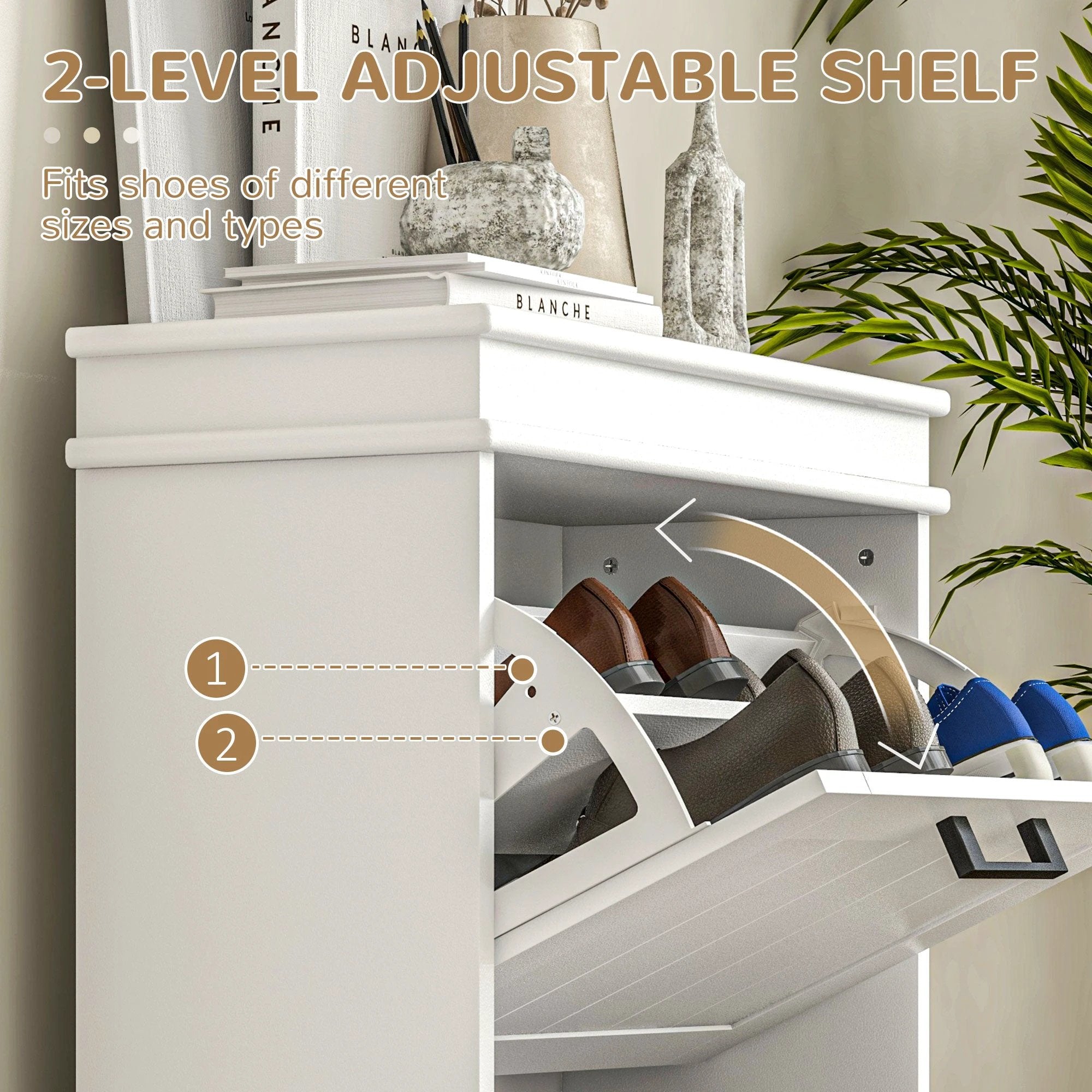 HOMCOM HOMCOM Slim Shoe Cabinet 2 Drawers Entryway - Shoe Storage