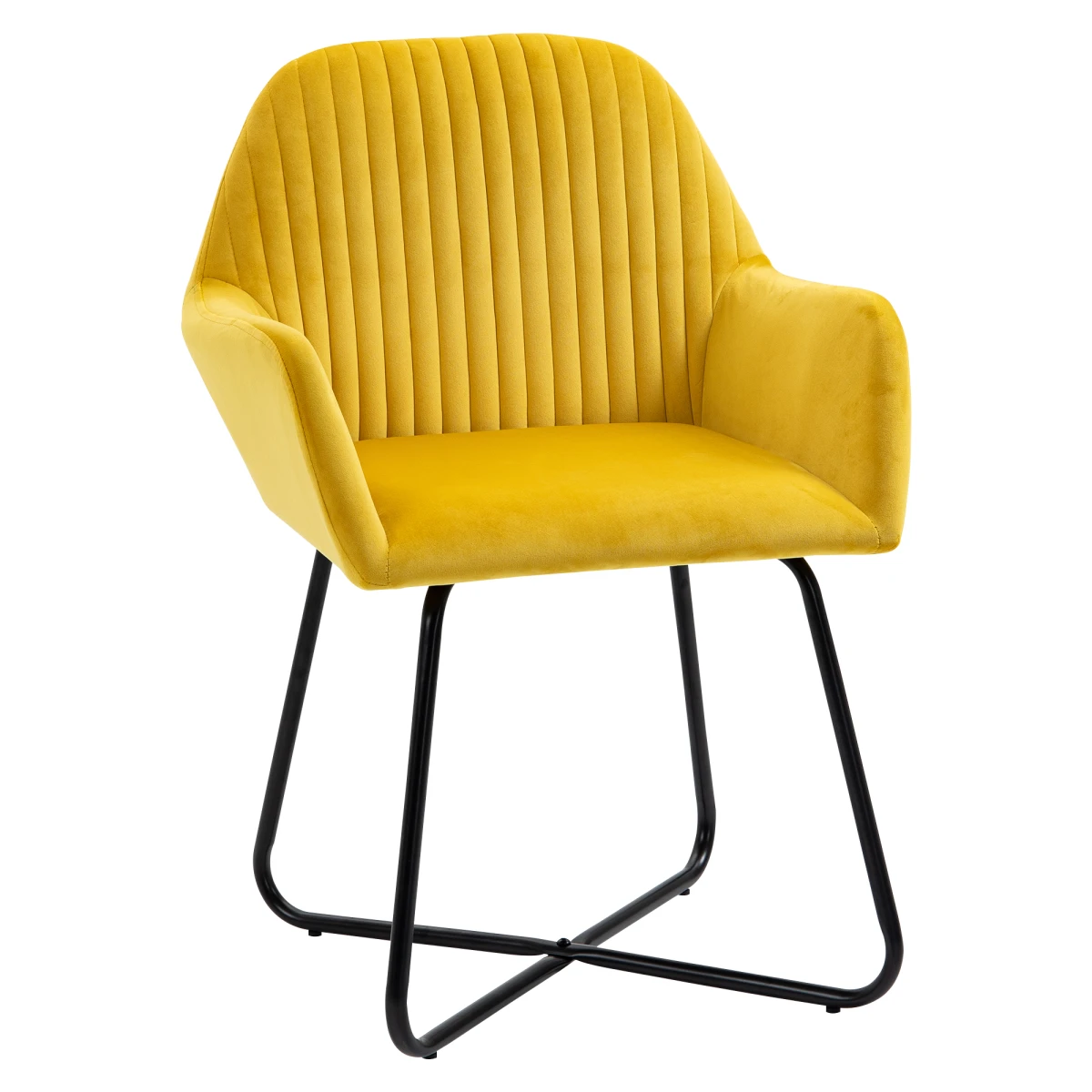 HOMCOM Velvet Accent Chair Compact Gold Base For Home Decor by HOMCOM