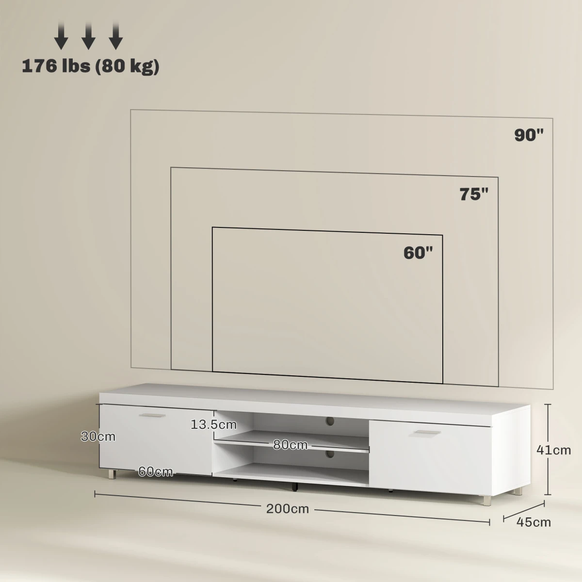 HOMCOM Modern TV Console Up To 90 Inch Storage Living Room by HOMCOM