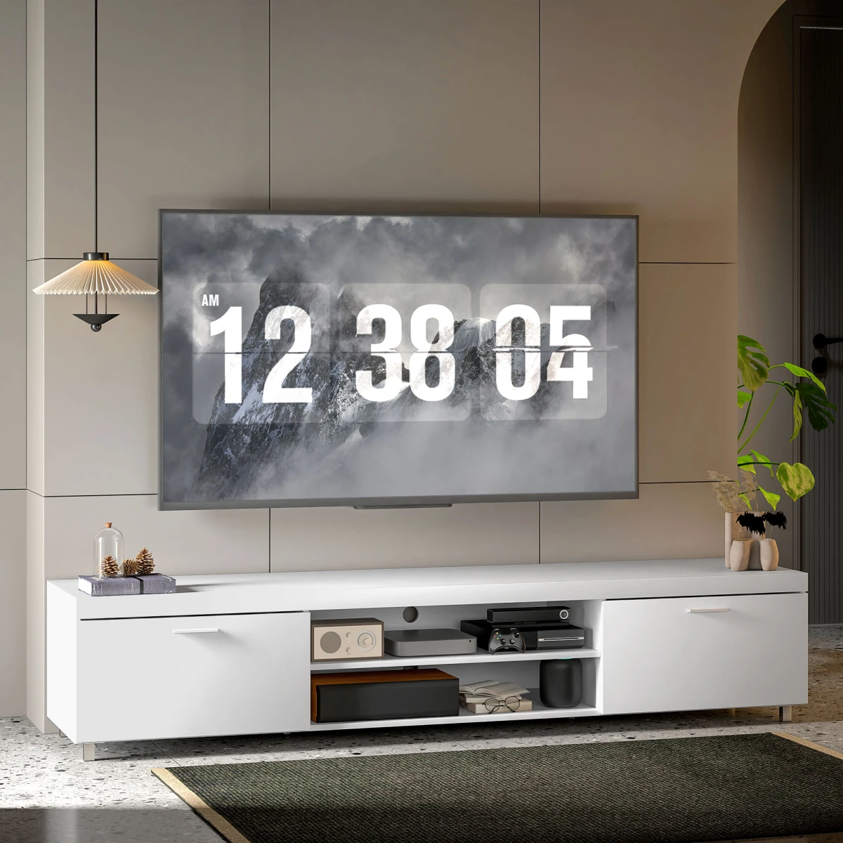 HOMCOM Modern TV Console Up To 90 Inch Storage Living Room - TV Unit
