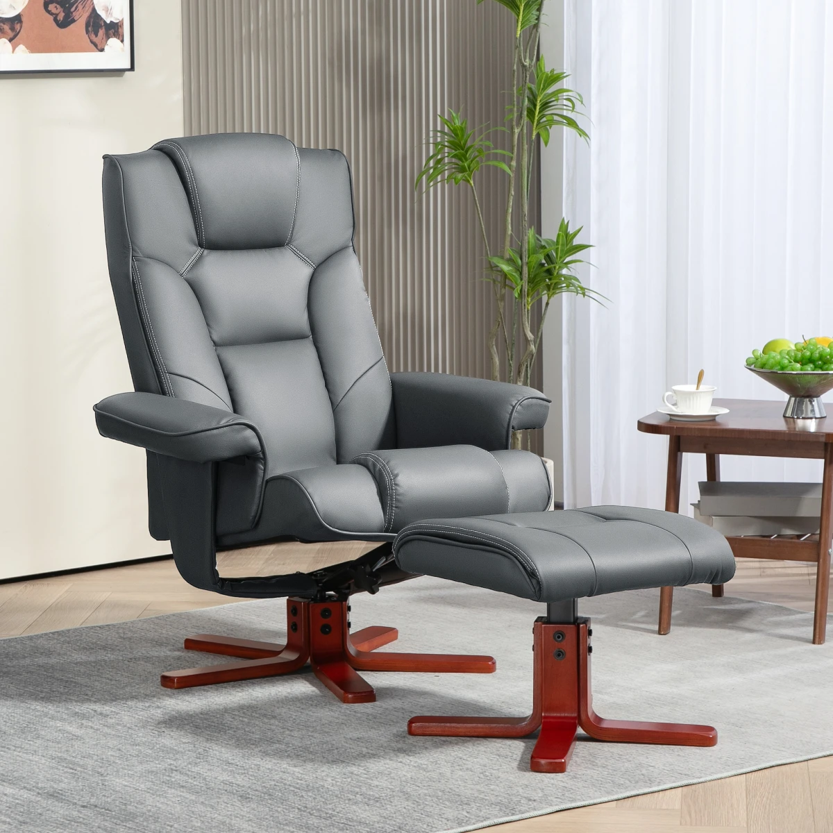 HOMCOM Reclining Armchair With Footstool For Living Room by HOMCOM