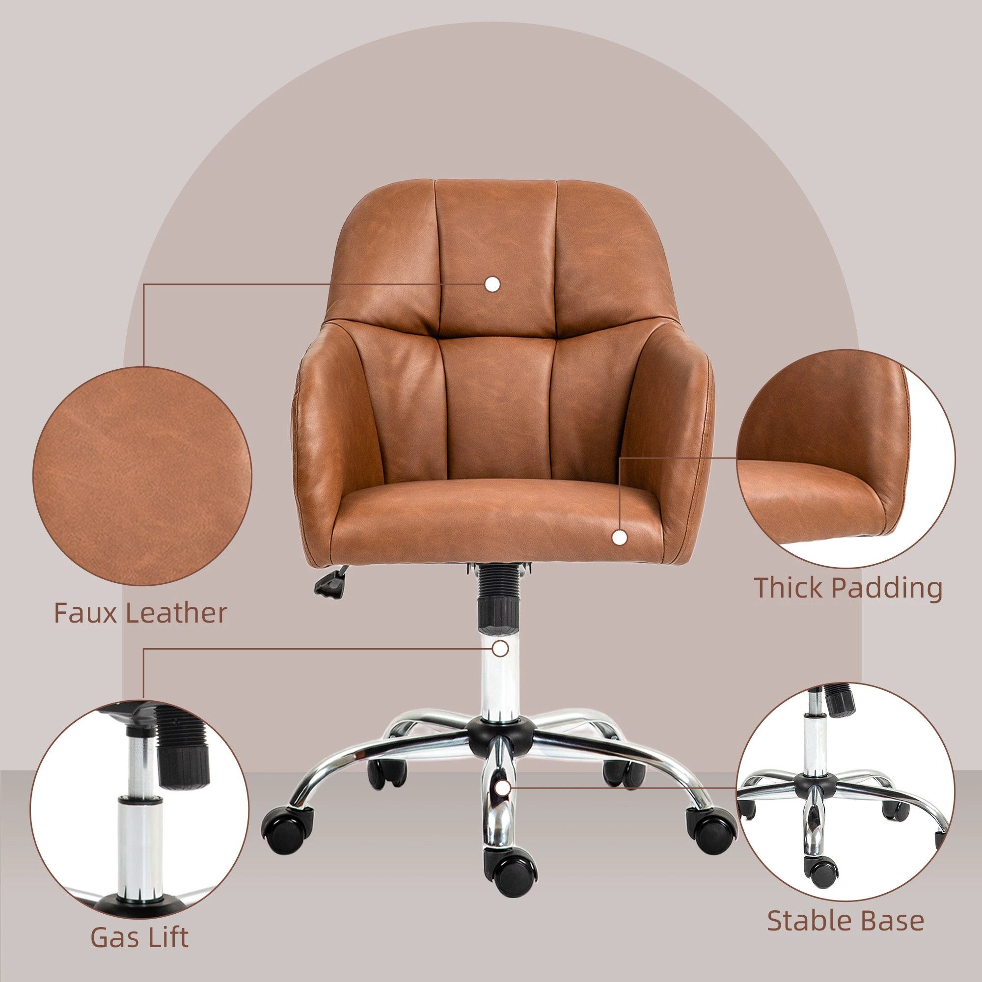 HOMCOM HOMCOM Chair 46-56cm PU Leather Tilt Office - Office Chair