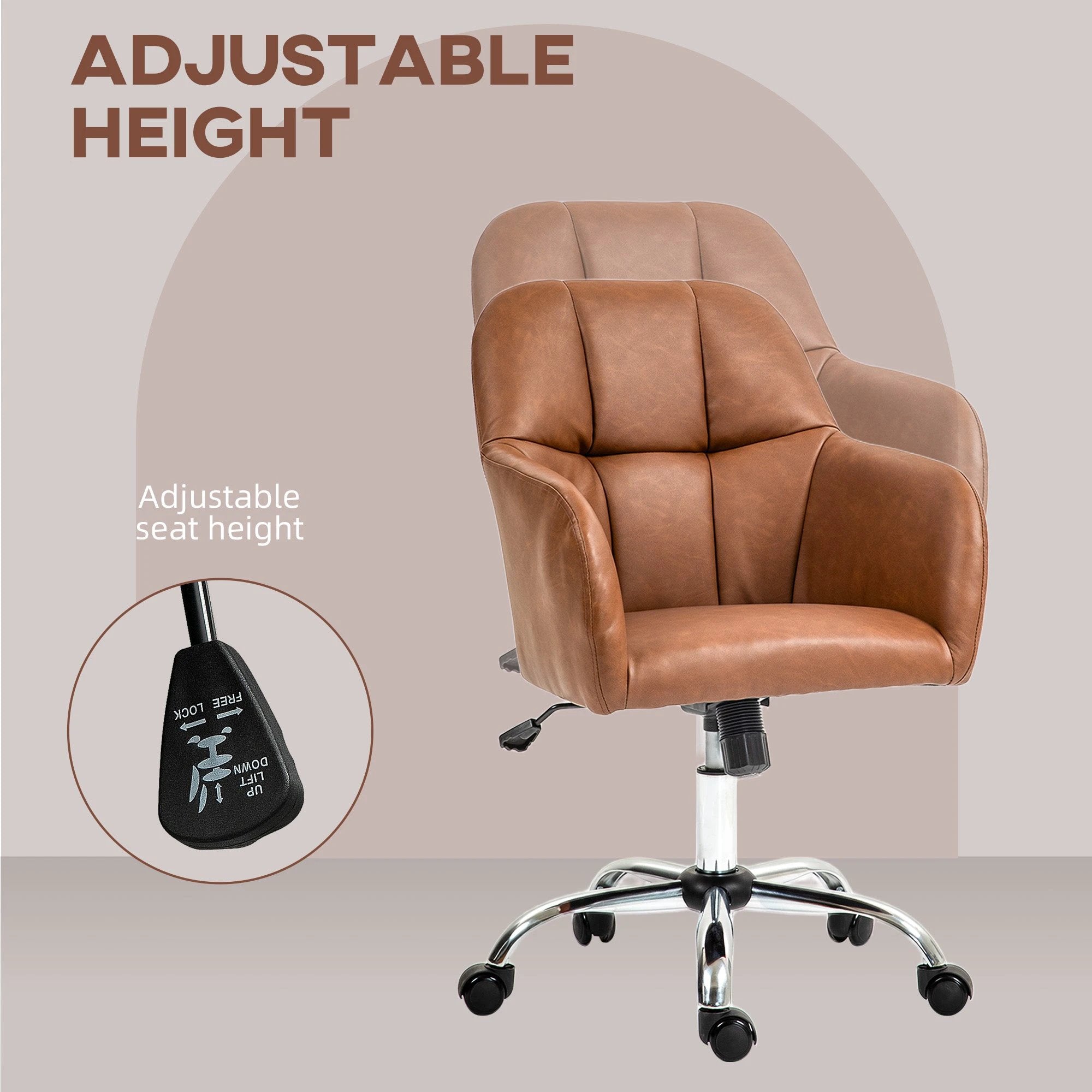 HOMCOM HOMCOM Chair 46-56cm PU Leather Tilt Office - Office Chair