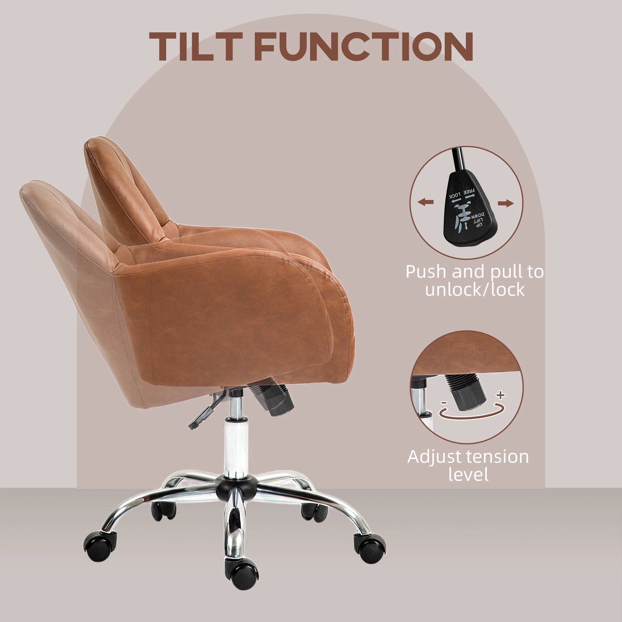 HOMCOM HOMCOM Chair 46-56cm PU Leather Tilt Office - Office Chair