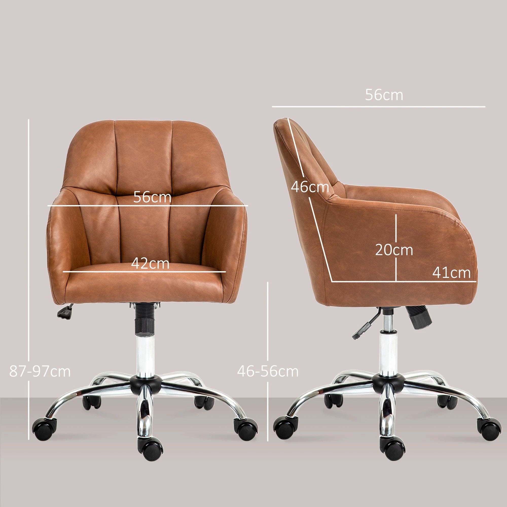 HOMCOM HOMCOM Chair 46-56cm PU Leather Tilt Office - Office Chair