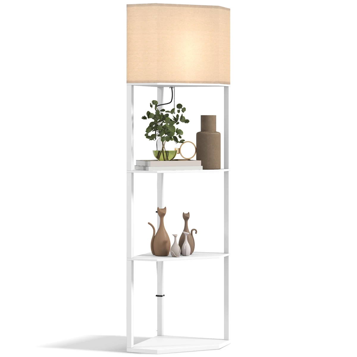 HOMCOM HOMCOM Corner Floor Lamp with Shelves for Living Room Use - Lamp