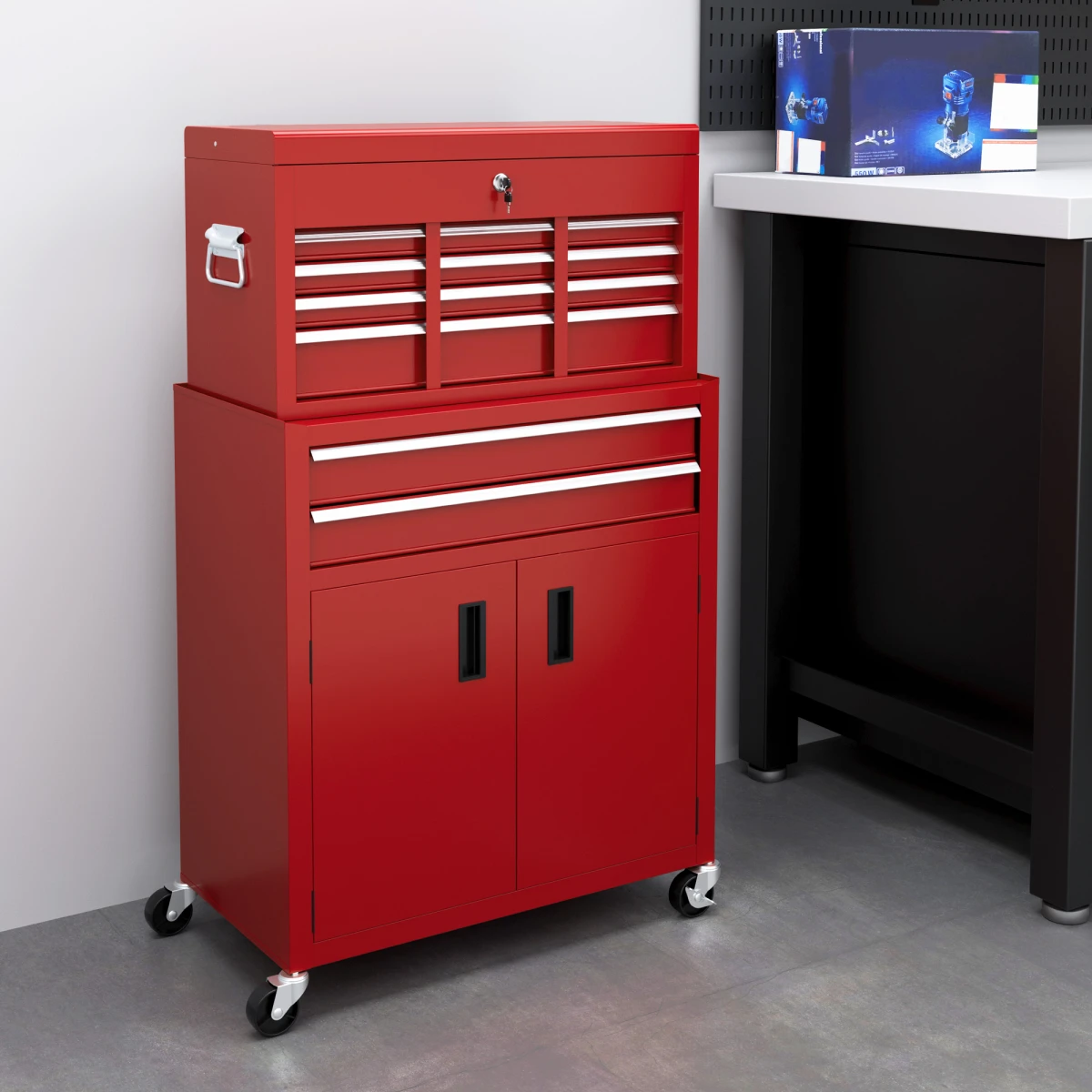 HOMCOM Tool Chest Large On Wheels For Home Garage by HOMCOM