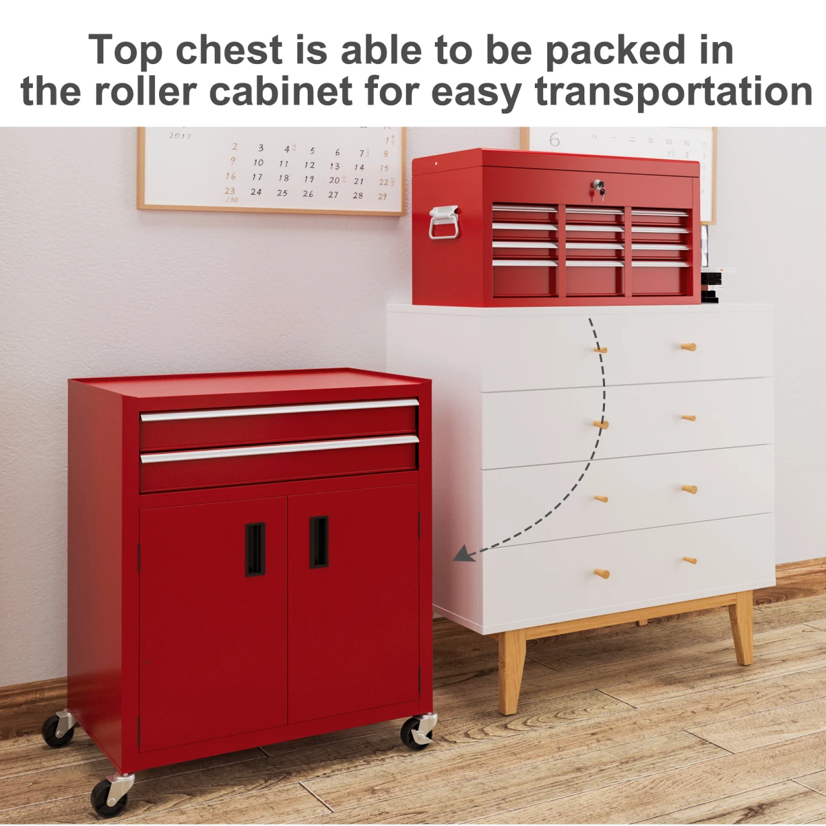 HOMCOM Tool Chest Large On Wheels For Home Garage by HOMCOM